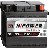 HR HiPower Autobatterie 12V 55Ah 510A/EN ersetzt 36 40 42 44 45 47 48 50 60 Ah