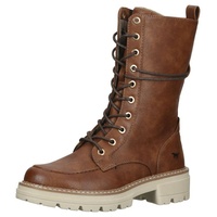 Mustang Schnürstiefelette, Reißverschluss-Boots, Schnürboots, Kurz-Stiefel mit Blockabsatz, Gr. 37, cognacfarben, , 32579400-37