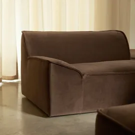 Tikamoon Quinto - Modulares 2-Sitzer-Sofa mit Armlehnen aus braunem Stoff