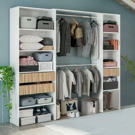 Dmora Kleiderschrank Worland 196 x 40 x 187 cm Eiche massiv weiß