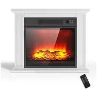 oyajia Elektrokamin elektrischer Kamin mit Heizfunktion Heizlüfter elektrischer Kaminofen, 2000 W Heizung, Flammeneffekt, Fernbedienung, LED-Licht, Timer weiß