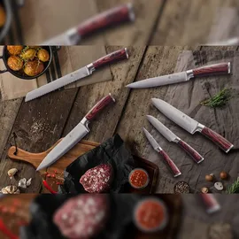 Wakoli Edib 6er Damastmesserset I 8 - 20 cm Klinge I mit Messerblock