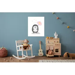 Bild mit Rahmen LÜTTENHÜTT "oder Poster, Igel mit Herzen und Blume", bunt (farbe bild(er): bunt), B:50cm H:70cm T:0,2cm, Papier, Bilder, HD Premium Druck