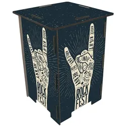 Werkhaus Photohocker Heavy Metall Rock Fest Holz Sitz Beistelltisch