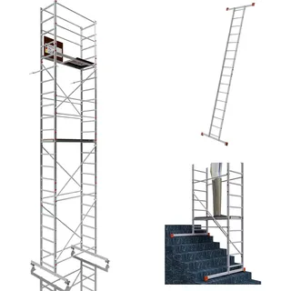 ALTEC AluCombine® 3.0-700 | 7m | Alu Fahrgerüst mit Traverse, 4 bremsb. Lenkrollen und Wandanker | Baugerüst Rollgerüst Montagegerüst Anlegeleiter Treppengerüst