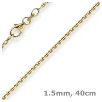 Schmuck Krone Goldkette 1,5mm Ankerkette aus 585 Gelbgold, 40cm, Gold 585 goldfarben
