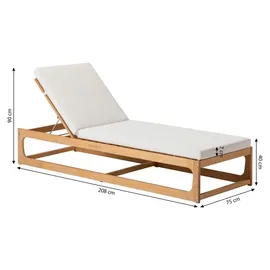 Dehner Port-au-Prince Sonnenliege 208 x 75 x 90 cm Beige/Braun