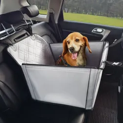 VEVOR Hunde Autositz Hunde Rücksitz Rückbank Hundesitz Auto 605x605x500mm Grau