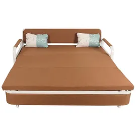 Mendler Schlafsofa HWC-M83, Schlafcouch Couch Sofa, Schlaffunktion Bettkasten Liegefläche, 190x185cm ~ Stoff/Textil braun