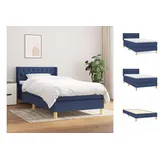 vidaXL Boxspringbett mit Matratze Blau 100x200 cm Stoff