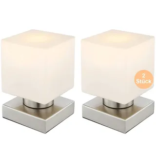 Nino Leuchten LED Tischlampe WÜRFEL Nachttischlampe 2er Set Touch - 2 Stück Eckig - Tischleuchte mit Touchfunktion - Nachttischleuchte 73638859
