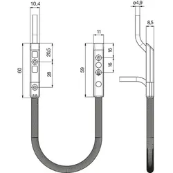KFV Kabelübergang verdeckt 180°,Türseite 4m/Rahmenseite 8m Kabel,Steckverbindung