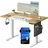 Songmics Höhenverstellbarer Schreibtisch 120 x 60 cm Natureichenfarben/Mattweiß