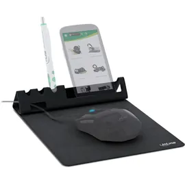 InLine Multifunktions-Mauspad mit Handy und Stifthalter, schwarz, faltbar