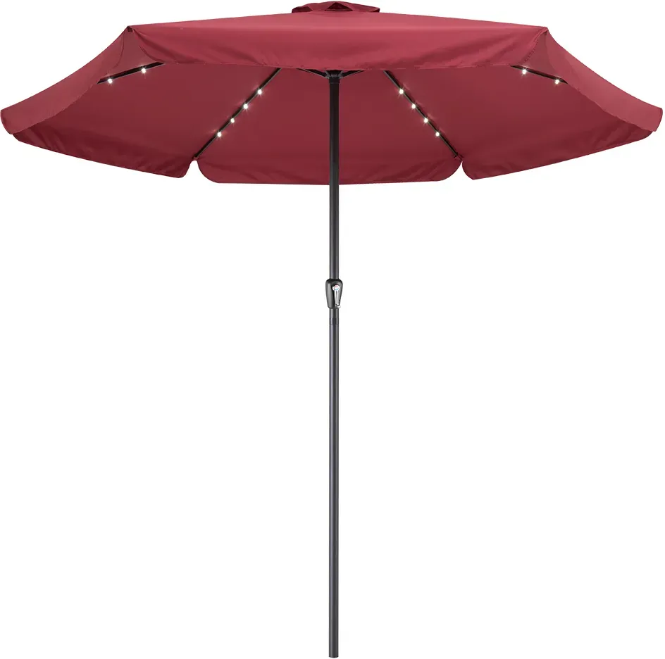 LED solar parasol Athens red Ø330cm UV protection 80+