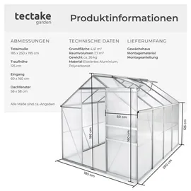 Tectake Gewächshaus Alu HKP 4 mm 4,41 m2