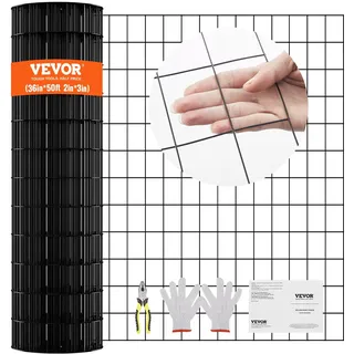 Vevor Volierendraht 91 x 1524 cm, Gartenzaun, 1,52 mm Maschendrahtzaunrolle, Vinylbeschichtetes Drahtzaun für Hühnerstallbarrieren, Kaninchen- und Schlangenzäune, Geflügelgehege