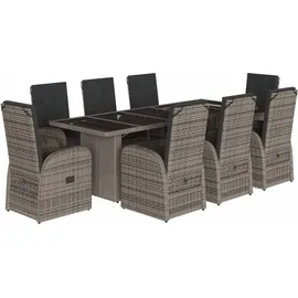 vidaXL Garten-Essgruppe 9-tlg. Grau