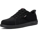 LARNMERN Arbeitsschuhe Herren Sicherheitsschuhe Leichte Stahlkappenschuhe Bequeme Stahlkappe Skateboard-Schuhe Dämpfung(46 Herren,Schwarz) - 46 EU