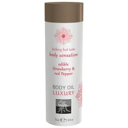 Shiatsu - Körperöl Massageöl mit Aroma Duft Geschmack Erdbeere und Roter Pfeffer 75 ml