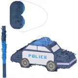 Relaxdays Pinata Polizei, Weiß,Blau,Dunkelblau