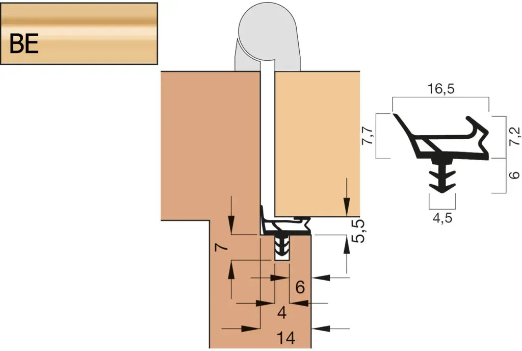 Türdichtung A 1023 / Kurzbund -  beige