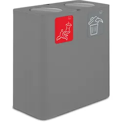 Stil Casa PURE Abfallsammelsystem, lackierter Stahl, 77x38xh. 80 cm, Abdeckung mit kippschwenkbarem Deckel, 200 Liter, grau.