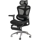 SIHOO Bürostuhl, Schreibtischstuhl Drehstuhl, ergonomisch, Lordosenstütze Fußstütze 6D-verstellbare Armlehnen schwarz