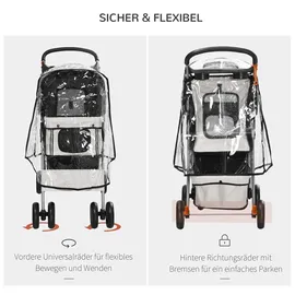 PawHut Hundebuggy Faltbarer Hundewagen bis 10 kg Grau 75x45x97 cm