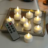 MARELIDA 10er Set LED Teelichter mit Fernbedienung flackernd D: 3,8cm weiß | Gr.: onesize
