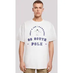 T-Shirt F4NT4STIC "Pinguin Knut & Jan Hamburg", Herren, Gr. 4XL, weiß, Obermaterial: 100% Baumwolle, casual, oversize, Rundhals, Kurzarm ohne Bündchen, Shirts, Print
