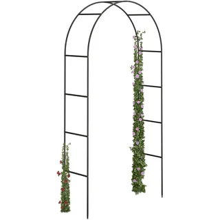 Relaxdays Torbogen Garten pulverbeschichteter Stahl, Rosenbogen für Kletterpflanzen wetterfest und freistehend, Schwarz
