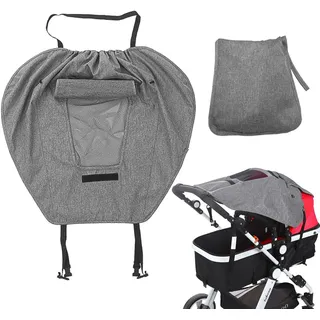 LUTFI Sonnensegel Kinderwagen UV Schutz, Sonnenschutz Kinderwagen, Verstellbar Universal Kinderwagen Sonnensegel, Sonnenschirm kinderwagen, mit Sichtfenster und Extra Breite Schattenflügel, Grau