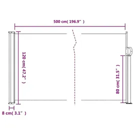 vidaXL Seitenmarkise 120 x 500 cm Grau Polyester