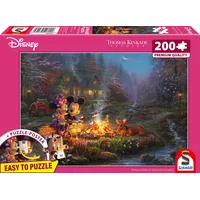 Schmidt Spiele Schmidt 56558 - Disney, Mickey and Minnie Sweetheart Campfire, Puzzle mit Poster, 200 Teile aus NATPAX® Graspappe