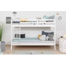 TiCAA Etagenbett Stockbett Rene Kiefer massiv Weiß