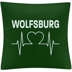multifanshop Kissenbezug - Wolfsburg - Herzschlag - Druck weiß - Kissen