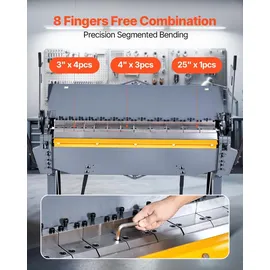 Vevor Biegemaschine, 1220 mm Kantbank, 2,5-mm-Weichstahl-Biegedicke, 0–135 Grad einstellbar, Blechbieger, Schwenkbiegemaschine mit 8 Fingern, Blechbiegemaschine für präzises Biegen