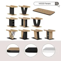 Vicco Fenaro 120 x 80 cm ausziehbar Schwarz/Eiche