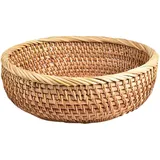 Rattan -Korb 7.87x2.76 Runde natürlicher gewebter Obstkorb Leicht dekorative Regalkörbe Fruchtaufbewahrung für Küchentischschrank Organisierung