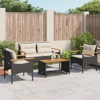 Faroom Polyrattan Gartenmöbel Set Lounge Set mit Kissen Gartenmöbel Essgruppe mit 2 Sitzer Sofa, 2 Sessel Und 1 Tisch