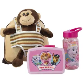 p:os Plüschrucksack Max Monkey Girl mit Brotdose und Trinkflasche