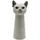 Dekohelden24 Vase Katzen-Kopf, Dekovase, Bluemnvase, Tischvase, Tiervase, Katzenvase, Kopfvase, dekorative Blumenvase mit lasierter Oberfläche aus Keramik, in weiß, Größe: L/B/H 15cm x 11cm x 28cm.