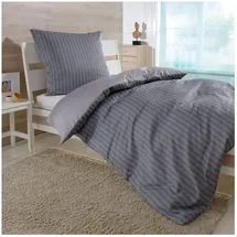 BettwarenShop Eternity Combo Gestreift Schiefer 200 x 200 cm + 2 x 80 x 80 cm