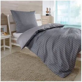 BettwarenShop Eternity Combo Gestreift Schiefer 200 x 200 cm + 2 x 80 x 80 cm