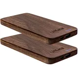 InLine 2er woodplate, USB Powerbank 5.000mAh, mit LED Status Anzeige, Echtholz, (01478D)
