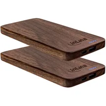InLine 2er woodplate, USB Powerbank 5.000mAh, mit LED Status Anzeige, Echtholz, (01478D)