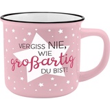 SHEEPWORLD Becher Motiv "Großartig" | New Bone China Porzellan, Emaille-Optik, 35 cl | Geschenk, Tasse mit Spruch | 45774