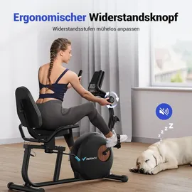 Merach Liege-ergometer, Heimtrainer Fahrrad für Zuhause, 8 Widerstandsstufen, App, bis 158kg, Tablet-Halter, leise