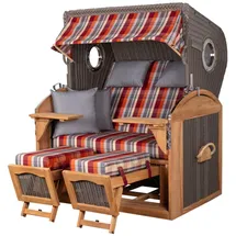 Mr. Deko Strandkorb Komplettset - bene living - Borkum XL Teak - PE grau - Modell 584 - inkl. Liftersystem